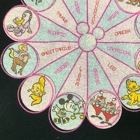 Disney Astrological Zodiac Sign Wheel Black V Neck Shirt NO SIZE TAG - Picture 4 of 11